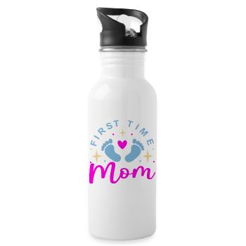 Mom 1st Mother's Day Expectant Mom - Water bottle with straw - white - Right