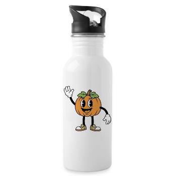 Halloween Pumpkin Cartoon - Water bottle with straw - white - Right