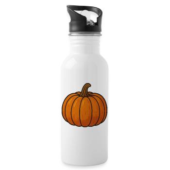 Pumpkin Cartoon Illustration - Water bottle with straw - white - Right
