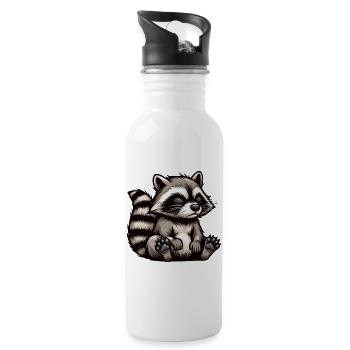 raccoon, raccoon, woodland animal, funny raccoon - Water bottle with straw - white - Right