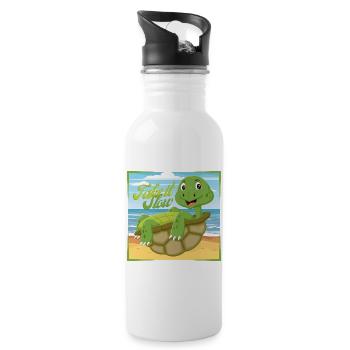 Take it Slow – Chill Turtle - Water bottle with straw - white - Right