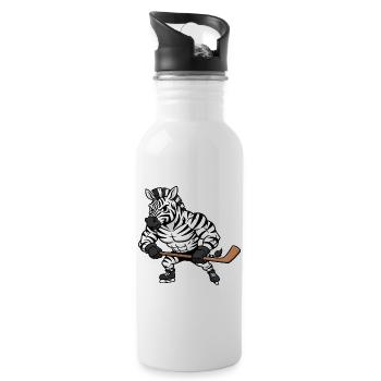 Cooles Zebra Eishockeyspieler Herrchen Hockey Fan - Water bottle with straw - white - Right