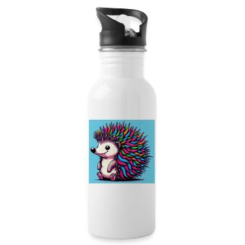 hedgehog - Water bottle with straw - white - Right