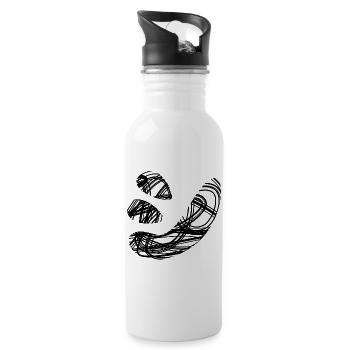 Japanischer Text 'シ' (shi) Muster - Trinkflasche mit integriertem Trinkhalm - Weiß - Rechts