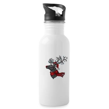 Cadeau de t-shirt de Noël de renne drôle - Gourde avec paille intégrée - blanc - Droite