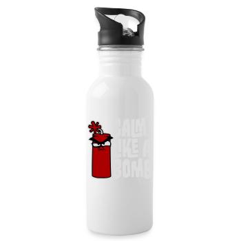 Calm Like Bomb Paradox Ironie Humor Explosiv Witz - Trinkflasche mit integriertem Trinkhalm - Weiß - Rechts