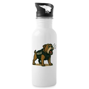 Police Bulldog Illustration - Water bottle with straw - white - Right