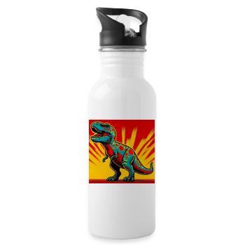 dinosaur - Water bottle with straw - white - Right