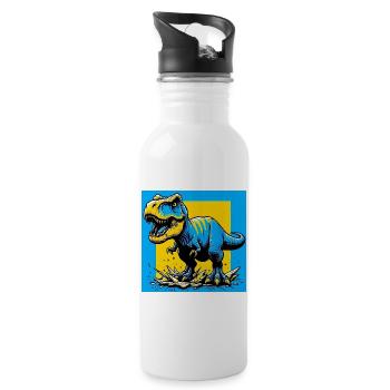 Dinosaurier - Trinkflasche mit integriertem Trinkhalm - Weiß - Rechts