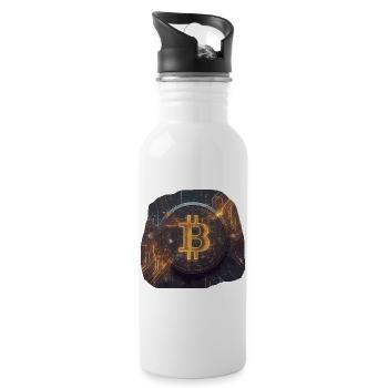 Glowing Bitcoin Artwork Crypto - Water bottle with straw - white - Right
