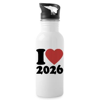 Happy New Year | I Love 2026 - Water bottle with straw - white - Right