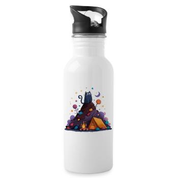 Katzencamp am Vulkan - Trinkflasche mit integriertem Trinkhalm - Weiß - Rechts