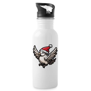 Taube Vogel Weihnachten - Trinkflasche mit integriertem Trinkhalm - Weiß - Rechts