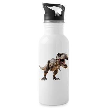 T-Rex Dino Dinosaur - Water bottle with straw - white - Right