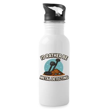 I'd Rather Be Metal Detecting Treasure Hunt - Water bottle with straw - white - Right