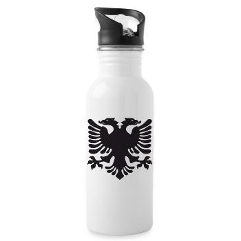 Doppeladler Silhouette Albanien - Trinkflasche mit integriertem Trinkhalm - Weiß - Rechts