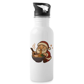 Santa Claus with noodles ramen kawaii - Water bottle with straw - white - Right