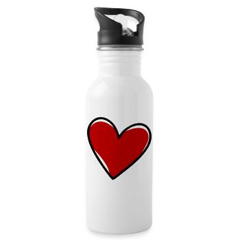 Herzen Liebe Symbol - Trinkflasche mit integriertem Trinkhalm - Weiß - Rechts