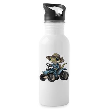 Echse Traktor Farmer - Trinkflasche mit integriertem Trinkhalm - Weiß - Rechts
