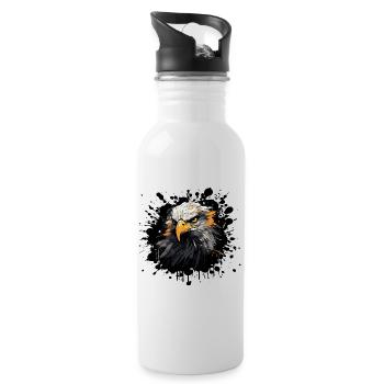 Adlerkopf Farb Splash - Trinkflasche mit integriertem Trinkhalm - Weiß - Rechts