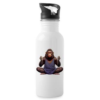 Singes de Yoga - Gourde avec paille intégrée - blanc - Droite