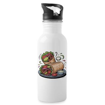 Colorful Vegetable Wrap Art - Water bottle with straw - white - Right