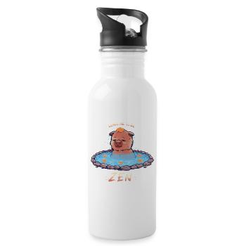 Ich möchte Zen Capybara sein - Trinkflasche mit integriertem Trinkhalm - Weiß - Rechts