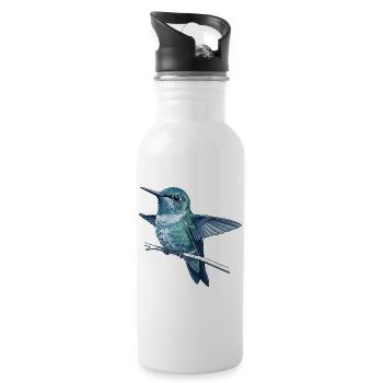 Colibri en reflet aquarelle - Gourde avec paille intégrée - blanc - Droite