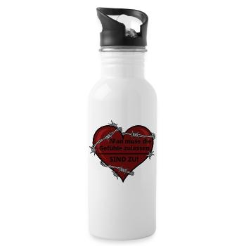 Sarcastic Heart with Barbed Wire - Water bottle with straw - white - Right