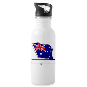 Vlaggen_Australie_ - Trinkflasche mit integriertem Trinkhalm - Weiß - Rechts