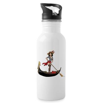 Italy Venice gondola pinup - Water bottle with straw - white - Right