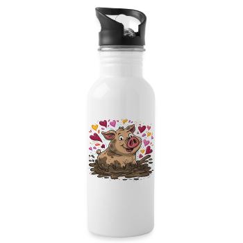 Heart's Anger in the Mud Heart - Water bottle with straw - white - Right