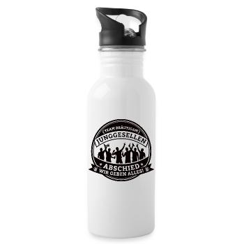 Team Bräutigam: Bachelor party – We give it our all! - Water bottle with straw - white - Right