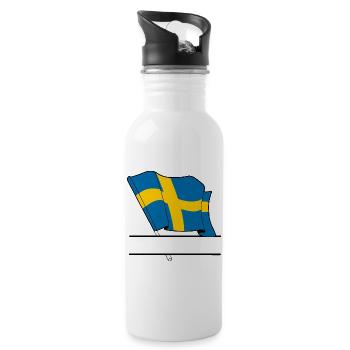 SWEDEN Flag – Custom Text - Water bottle with straw - white - Right