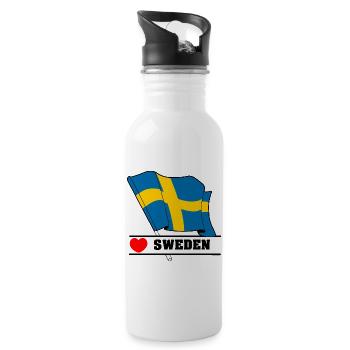 Beschreibung der SCHWEDEN-Liebesflagge: - Trinkflasche mit integriertem Trinkhalm - Weiß - Rechts