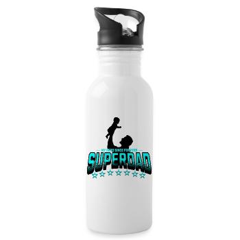 Superdad hero father since always - Water bottle with straw - white - Right