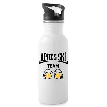 Après-Ski Team (Bier Apres Ski Konkav / POS 3C) - Trinkflasche mit integriertem Trinkhalm - Weiß - Rechts