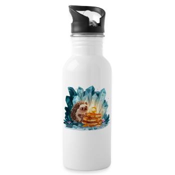 Igel mit goldenen Pfannkuchen - Trinkflasche mit integriertem Trinkhalm - Weiß - Rechts