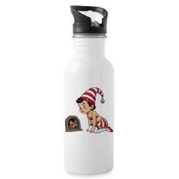 Leprechaun girl at mouse hole - Water bottle with straw - white - Right