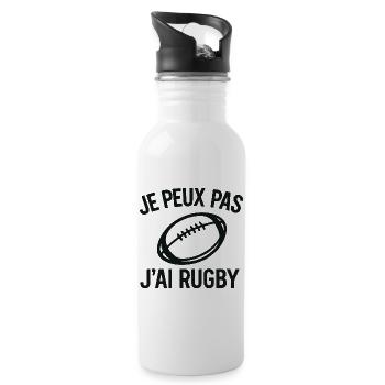 Je peux pas j'ai rugby - Gourde avec paille intégrée - blanc - Droite