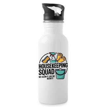 Funny Cleaning Design - Water bottle with straw - white - Right