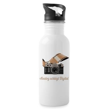  Analog schlägt Digital Retro Kamera - Trinkflasche mit integriertem Trinkhalm - Weiß - Rechts