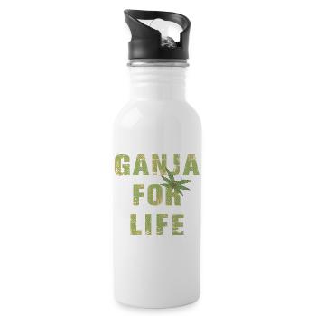 Ganja for Life - Trinkflasche mit integriertem Trinkhalm - Weiß - Rechts