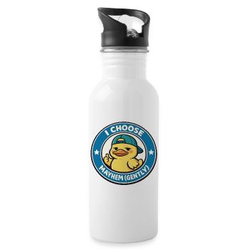 Ich wähle Chaos sanft Ente - Trinkflasche mit integriertem Trinkhalm - Weiß - Rechts