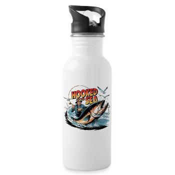 Pris par la mer Pêche Vintage - Gourde avec paille intégrée - blanc - Droite