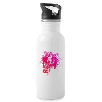 Handball Illustration für Handball fuer Frauen - Trinkflasche mit integriertem Trinkhalm - Weiß - Rechts