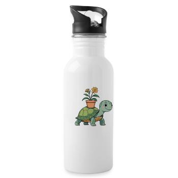 Petite tortue avec pot - Gourde avec paille intégrée - blanc - Droite
