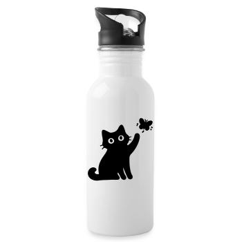 Chat drôle - Gourde avec paille intégrée - blanc - Droite