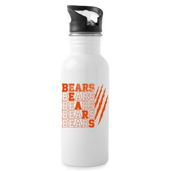 Bears Text with Distressed Claw Marks - Water bottle with straw - white - Right