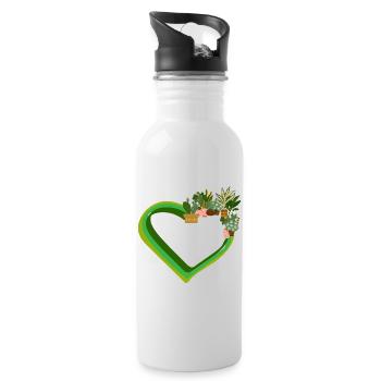 Pflanzenliebhaber Liebe Pflanzen Sukkulente Blume - Trinkflasche mit integriertem Trinkhalm - Weiß - Rechts